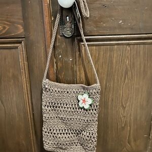 Saks Brown Crochet Shoulder Bag